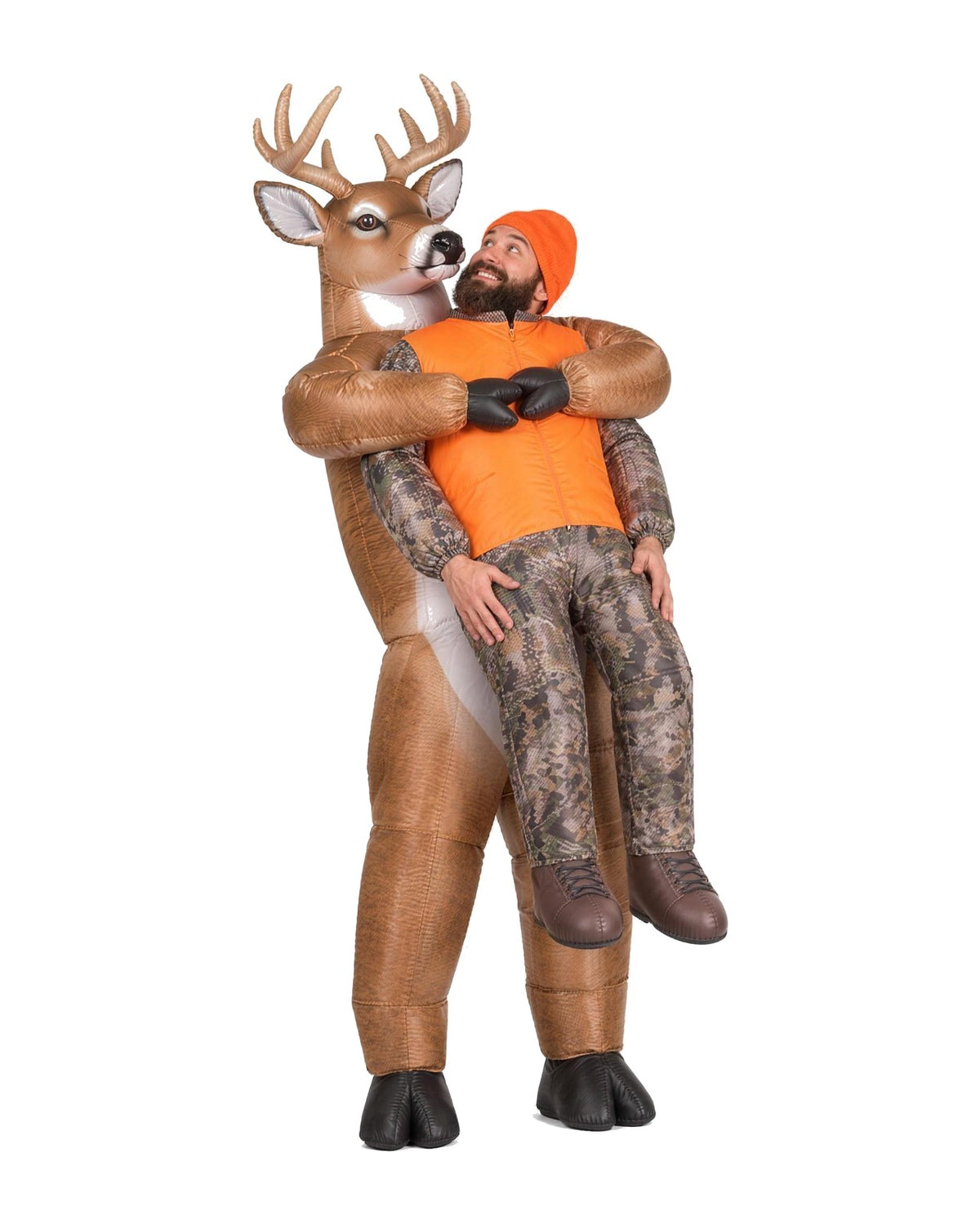 BUCKRIDE Carry-Me Buck inflatable hunting costume on a plain white background